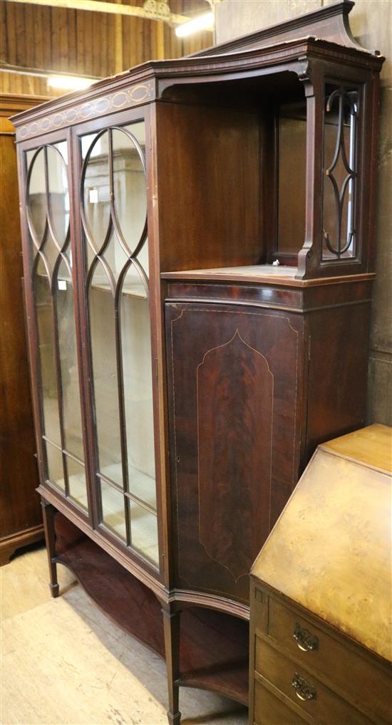 Edwardian inlaid mahogany display cabinet(-)